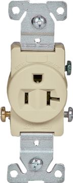 Eaton Wiring Devices 1877V-BOX Single Receptacle, 2 -Pole, 125 V, 20 A, Side Wiring, NEMA: NEMA 5-20