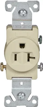 Eaton Wiring Devices 1877V-BOX Single Receptacle, 2 -Pole, 125 V, 20 A, Side Wiring, NEMA: NEMA 5-20