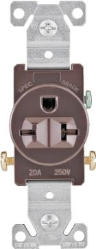 Eaton Wiring Devices 1876B-BOX Single Receptacle, 2 -Pole, 250 V, 20 A, Side Wiring, NEMA: NEMA 6-20