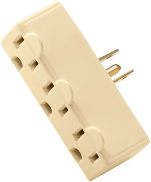 Eaton Wiring Devices BP1147V Outlet Adapter, 2 -Pole, 15 A, 125 V, 3 -Outlet, NEMA: NEMA 5-15R, Ivor