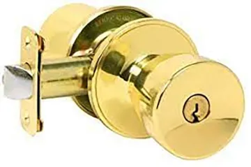 Dexter J Series J54VBYR605 Entry Knob, Brass, Metal, C Keyway, Residential, 3 Grade, Turnbutton