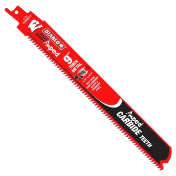 Diablo Steel Demon Amped DS0908CFA Reciprocating Saw Blade, 1 in W, 9 in L, 8 TPI, Carbide Cutting E