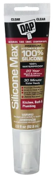 DAP SILICONE MAX 08794 Kitchen and Bath Sealant, Clear, 24 hr Curing, -35 to 140 deg F, 2.8 fl-oz Ca