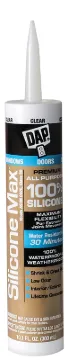 DAP SILICONE MAX 08791 Silicone Sealant, Clear, 24 hr Curing, -35 to 120 deg F, 10.1 fl-oz Cartridge