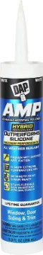 DAP AMP 7079800760 Advanced Sealant Caulk, White, 30 to 60 min Curing, 0 to 140 deg F, 9 oz Cartridg