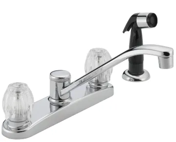 DELTA P225LF Kitchen Faucet with Side Sprayer, 1.8 gpm, 2-Faucet Handle, Chrome Plated, Deck Mountin