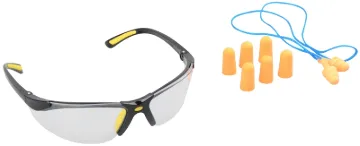 Diamondback 541839 Ear Plugs and Safety Glasses Combo, Unisex, 3.5 x 1.6 in Lens, PC Lens, Half Fram