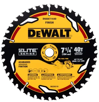 DeWALT ELITE Series DWAW71440 Circular Saw Blade, 7-1/4 in Dia, 5/8 in Arbor, 40-Teeth, Tungsten Car