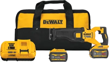 DeWALT DCS389X2 Brushless Reciprocating Saw Kit, Battery Included, 60 V, 9 Ah, 1-1/8 in L Stroke, 0