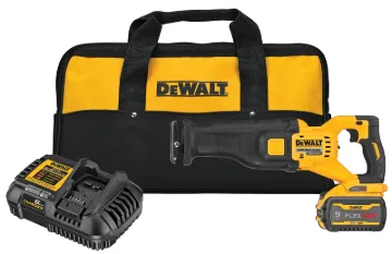 DeWALT DCS389X1 Brushless Reciprocating Saw Kit, Battery Included, 60 V, 9 Ah, 1-1/8 in L Stroke, 0