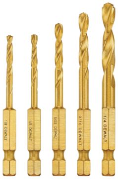 DeWALT IMPACT READY DD5155 Drill Bit Set, 5-Piece, Steel, Titanium