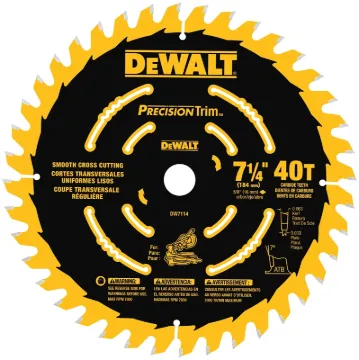 DeWALT DW7114PT Miter Saw Blade, 7-1/4 in Dia, 40-Teeth, Carbide Cutting Edge