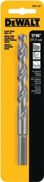 DeWALT DW1128 Jobber Drill Bit, 7/16 in Dia, 5.59 in OAL, Parabolic Flute, 7/16 in Dia Shank, Round