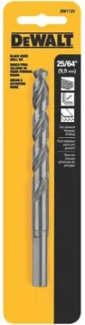 DeWALT DW1125 Jobber Drill Bit, 25/64 in Dia, 5-1/8 in OAL, Parabolic Flute, 25/64 in Dia Shank, Rou