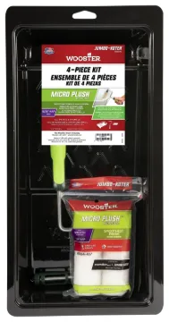 WOOSTER RR375-4 1/2 Trim Roller Kit, Smooth Surface, Microfiber, White, 4-Piece