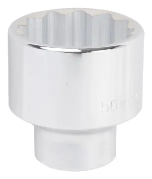 Vulcan MT-SM6050 Drive Socket, 50 mm Socket, 3/4 in Drive, 12-Point, Chrome Vanadium Steel, Chrome
