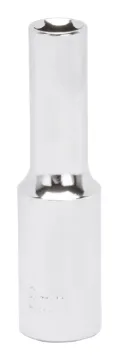 Vulcan MT6500662 Drive Socket, 8 mm Socket, 3/8 in Drive, 6-Point, Chrome Vanadium Steel, Chrome