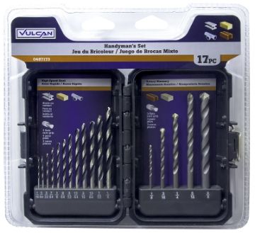 Vulcan 871060OR Drill Bit Set, 17-Piece, High Speed Steel, Sandblasted