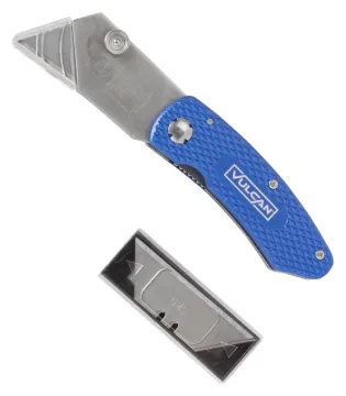 Vulcan NC149-2 Folding Knife, 2-3/8 in L Blade, 3/4 in W Blade, Steel Blade, 6-Blade, Black/Blue/Red