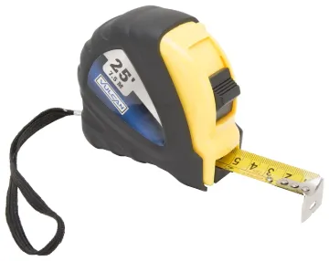 Vulcan C21-7.5X25 Measuring Tape, 25 ft L Blade, 1 in W Blade, Steel Blade, ABS Plastic Case, Yellow
