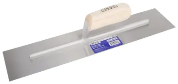 Vulcan 16218 Cement Trowel, 18 in L Blade, 4 in W Blade, Right Angle End, Ergonomic Handle, Wood Han