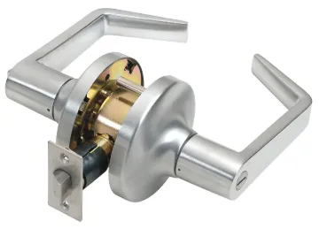 Tell Manufacturing CL100016 Privacy Lever Lockset, Pushbutton Lock, Satin Chrome, Steel, Reversible