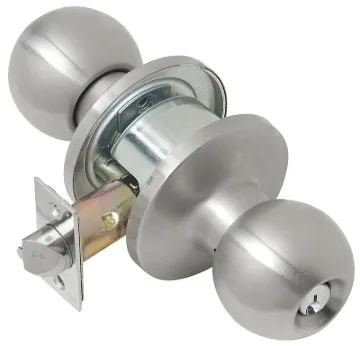 Tell Manufacturing CL101704 Door Knob, Satin, Commercial, 2 Grade, C Keyway, 2-3/8 to 2-3/4 in Backs