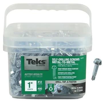 Teks 21341 Screw, #12 Thread, 1 in L, Hex Drive, Self-Drilling, Self-Tapping Point, Steel, Zinc, 400