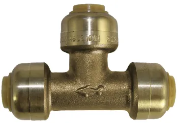 SharkBite U358LFA Pipe Tee, 1/4 in, Push-Fit, DZR Brass, 200 psi Pressure