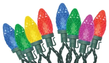 Santas Forest 24983 LED Lights, Spool, C9, Faceted, Multi-Color, 100 ct
