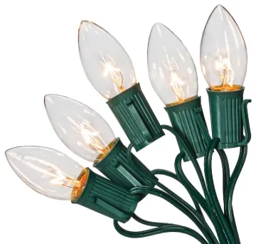 Santas Forest 03221/U00Z142A Light Set, 120 V, 175 W, 25-Lamp, C9 Lamp, Clear Lamp, 3000 hr Average
