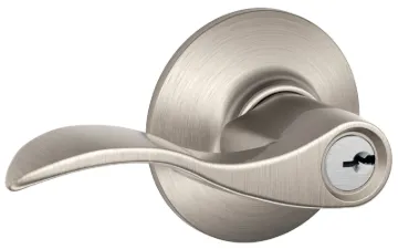 Schlage Accent Series F51A V ACC 619 Entry Door Handleset Lockset, Satin Nickel, Lever Handle, Brass
