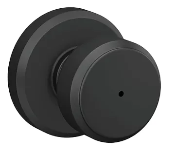 Schlage F Series F40 V BWE 622 Bed and Bath Lock, Knob Handle, Matte Black, Metal, Pushbutton, Left,