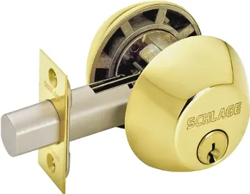 Schlage B62N605 Entry Deadbolt, 1 Grade, Keyed Alike Key, Metal, Polished Brass, 2-3/8 x 2-3/4 in Ba