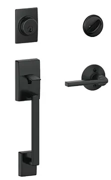 Schlage F Series F60 CEN 622 LAT Handleset, AAA Grade, Keyed Key, Brass, Matte Black, 2-3/8, 2-3/4 i