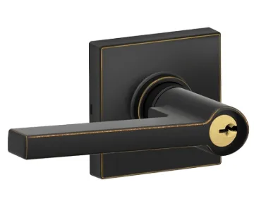Schlage J Series J54 SOL 716 COL Entry Door Lock with Trim, Lever Handle, Aged Bronze, Zinc, C Keywa