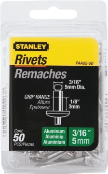 STANLEY PAA62-5B Pop Rivet, Reusable, 1-1/2 in L, Aluminum