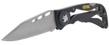 STANLEY STHT10253 Pocket Knife, 4-1/8 in L Blade, Steel Blade, 1-Blade, Foldable Handle, Black/Yello