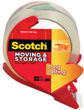 Scotch 3650S-RD Packaging Tape, 38.2 yd L, 1.88 in W, Polypropylene Backing, Clear