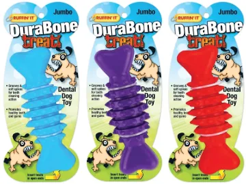 RUFFIN'IT 80602 Dog Toy, Jumbo, Durabone, Blue/Purple/Red