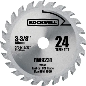 ROCKWELL RW9231 Circular Saw Blade, 3-3/8 in Dia, 24-Teeth, Carbide Cutting Edge