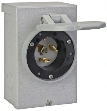RELIANCE CONTROLS PB50 Power Inlet Box, 50 A, 125/250 V, Gray
