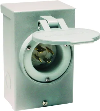 RELIANCE CONTROLS PB20 Power Inlet Box, 20 A, 125/250 V, Gray