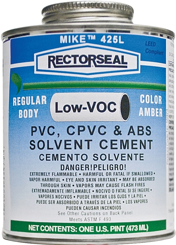RECTORSEAL 55973 Solvent Cement, 1 pt Can, Liquid, Amber | Plastic ...
