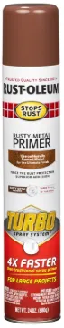 RUST-OLEUM Stops Rust 353346 Primer with Turbo Spray System, Rusty Metal Red, 24 oz