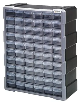 QUANTUM STORAGE SYSTEMS PDC-60BK Small Parts Organizer, 15 in L, 6-1/4 in W, 18-3/4 in H, 60-Drawer,