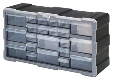 QUANTUM STORAGE SYSTEMS PDC-22BK Drawer Cabinet, 22-Drawer, Polypropylene, 19-1/2 in OAW, 10 in OAH,