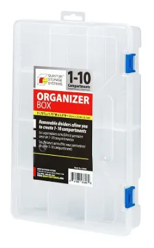 QUANTUM STORAGE SYSTEMS QB800 Utility Box, 11-3/4 in L, 7-3/4 in W, 2-3/16 in H, 1 to 10-Compartment