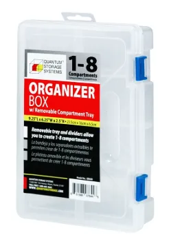 QUANTUM STORAGE SYSTEMS QB600 Utility Box, 9-1/4 in L, 6-1/4 in W, 2-3/16 in H, 1 to 8-Compartment,