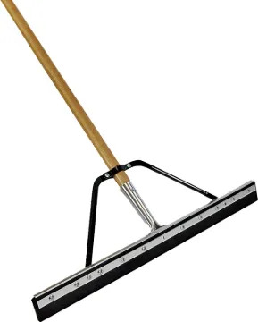 Quickie 16HDSU Floor Squeegee, 24 in W Blade, Flat Blade, Rubber Blade, Wood Handle, Brown/Gray